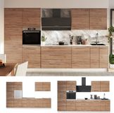 Vicco Complete keukeneenheid Fame-Line, Goudkleurig Eiken, 340 cm zonder werkblad