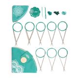 KnitPro Mindful jeu de aiguilles fixes - jeu d'aiguilles circulaires de 13 cm avec accessoires Mindful Serenity pour débutants, professionnels et coffret cadeau
