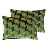 Paoletti Delano Twin Pack Polyester Gevulde Kussens, Teal/Goud, 40 x 60cm
