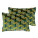 Paoletti Delano Twin Pack Polyester Gevulde Kussens, Teal/Goud, 40 x 60cm