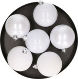 Cosy & Trendy Kerstballen - 6x st - wit - D8 cm - PVC