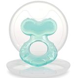 Nuby Teethe-eez van zachte siliconen, bijtring van siliconen met gestructureerd oppervlak voor tandvleesmassage, hygiënische opbergdoos inbegrepen, turquoise, vanaf 3 maanden