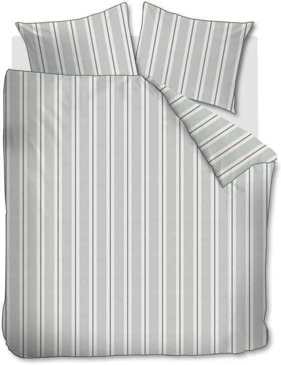 Riviera Maison Rivièra Maison Silvan dekbedovertrek Lits-Jumeaux Groen Katoen Gestreept 240 x 200/220 cm