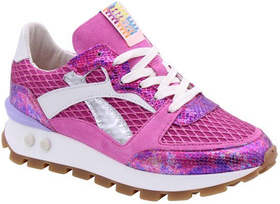Floris van Bommel BLOKKI 07.06 Lage sneakers Dames Roze Leer/Textiel Rubber Maat 38