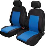 Start Paar voorstoelhoezen Saturn universele auto-airbag polyester hoofdsteun comfort zwart blauw