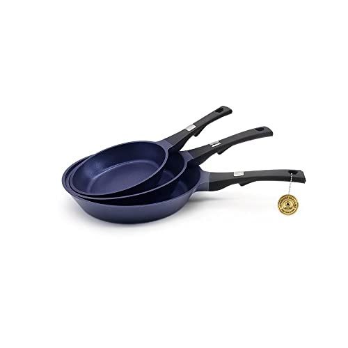 Laguiole - Set van 3 pannen 20/24/28 cm zwart antiaanbaklaag blauw diamant inductie