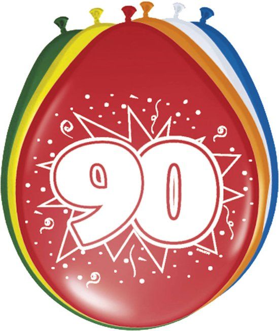 Folat - 90 Jaar Ballonnen 30cm 8 stuks