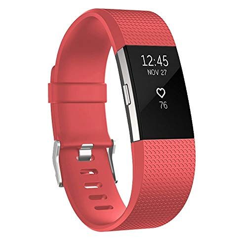 By Qubix Qubix - Fitbit Charge 2 sportbandje - Maat: Small - Koraal
