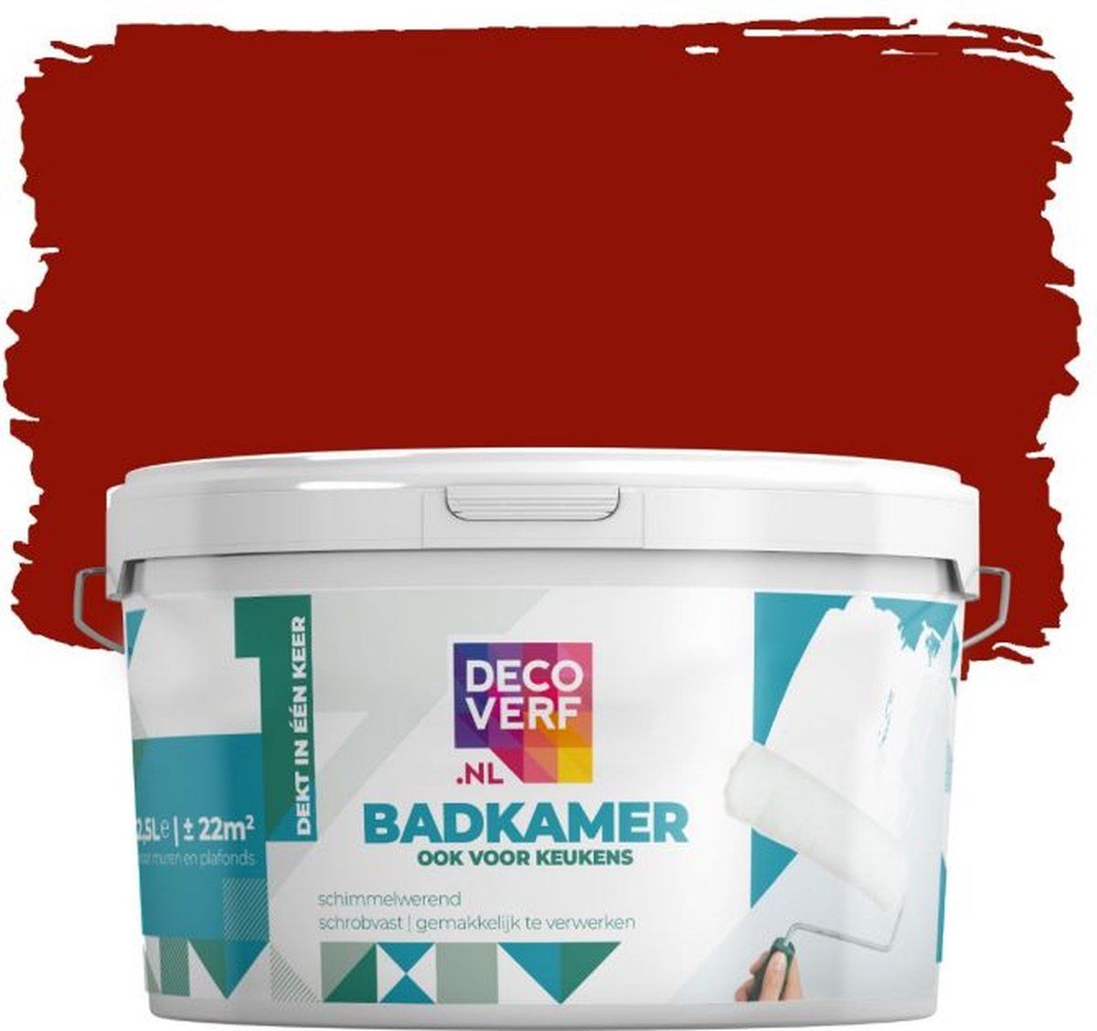 Decoverf.nl Decoverf badkamerverf 2.5L donkerkoraal