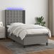 Maison Exclusive - Lit boxspring avec matelas et éclairage LED, gris foncé, 90x200 cm, textile