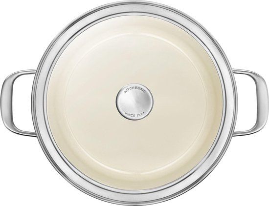 KitchenAid Steel Core Enamel Kookpan 24cm 6L - Keizerrood - Inductie - PFAS-vrij