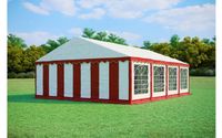 Tente de réception 6x8m PREMIUM - PVC à traitement ignifuge - Rouge et blanc