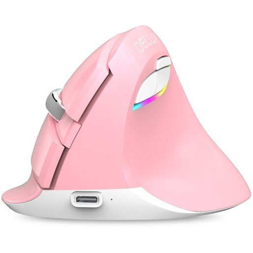 Delux Mini Pink draadloze rechtshandige ergonomische muis
