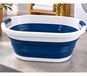 Panier à linge pliable 36 litres – Récipient gain de place avec poignées pratiques **Produit de second choix – vérifié** Bleu/Blanc