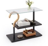 Merkloos Relaxdays bijzettafel, 2 legplanken, HxBxD: 50 x 60 x 30 cm, zwart/naturel