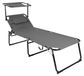 XXL Aluminium chaise longue de jardin réglable avec toit, dimensions 200x70 cm