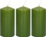 Trend Candles Cilinderkaars/stompkaars - 3x - olijfgroen - 6 x 12 cm - 40 branduren