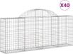 vidaXL Gabions - 40 pièces - 200x30x80/100 cm - Métal - Argent