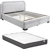 Vente-unique Bedframe stof lichtgrijs 180 x 200 cm