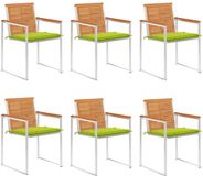vidaXL Fauteuils de jardin 6 pcs avec coussins bois d'acacia massif