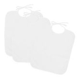 Ti TIN | Set van 3 waterdichte slabbetjes, 33 x 36 cm | 90% katoen - 10% polyester - Slabbetjes voor baby's vanaf 1 jaar - gesp, sluitband - zonder plastic - effen kleur (wit) - 320 g/m²