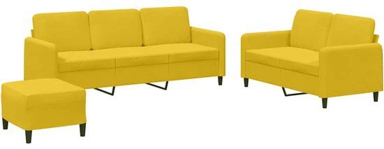 vidaXL 3-delige Loungeset fluweel geel