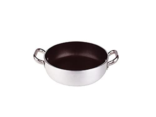 Pentole Agnelli Platinum pan met onderkant geslepen, van aluminium, dikte 5 mm, met 2 handgrepen van roestvrij staal, zilver