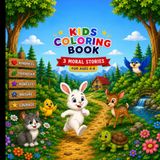Animal Coloring Book with 3 Moral Stories for Kids Ages 4–8