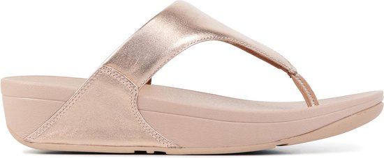 FitFlop Lulu Toe Leather Teenslipper - Rose Goud - Maat 40