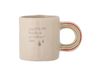 Bloomingville Mini mok van natuurlijk aardewerk met regenbooghandvat, handversierd, geschenkdoos, 185 ml, diameter 7,5 x hoogte 7,5 cm, wit