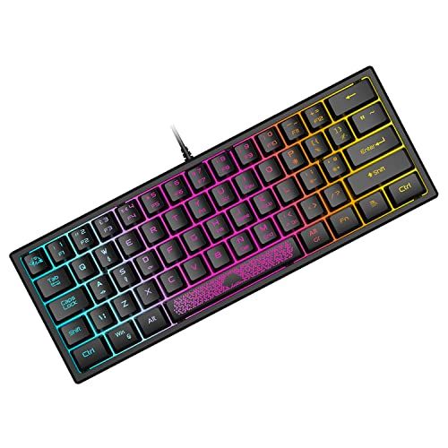 ZIYOU LANG Mini 60% Gaming Keyboard - Wired - 62 Keys - RGB - UK Layout - Black