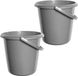 Whitefurze Emmer - 2x stuks - 10 liter - kunststof - grijs