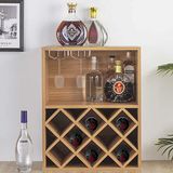 Bakaji Hoekkast voor bar, cocktail, wijnrek, flessenrek, 2 etages, likeur, wijnkelder van hout, 8-zits, flessenhouder met planken, voor kelk (bruin)