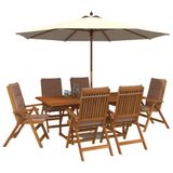 vidaXL - 7-delige - tuineethoek - Naturel - Massief - Acacia - Hout
