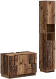 vidaXL - 2-delige - Badkamerkast - Set - HOORN - Oud - hout - Bewerkt - hout