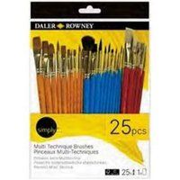 Daler-Rowney Simply Multi-Techniek-kwastenset, kunsthaar, korte handgreep, verschillende maten, assortiment met 25 penselen