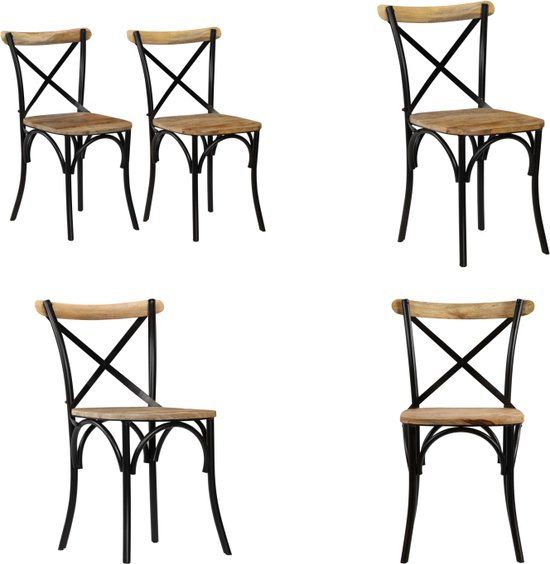 vidaXL Kruisstoelen 2 stuks massief mangohout zwart