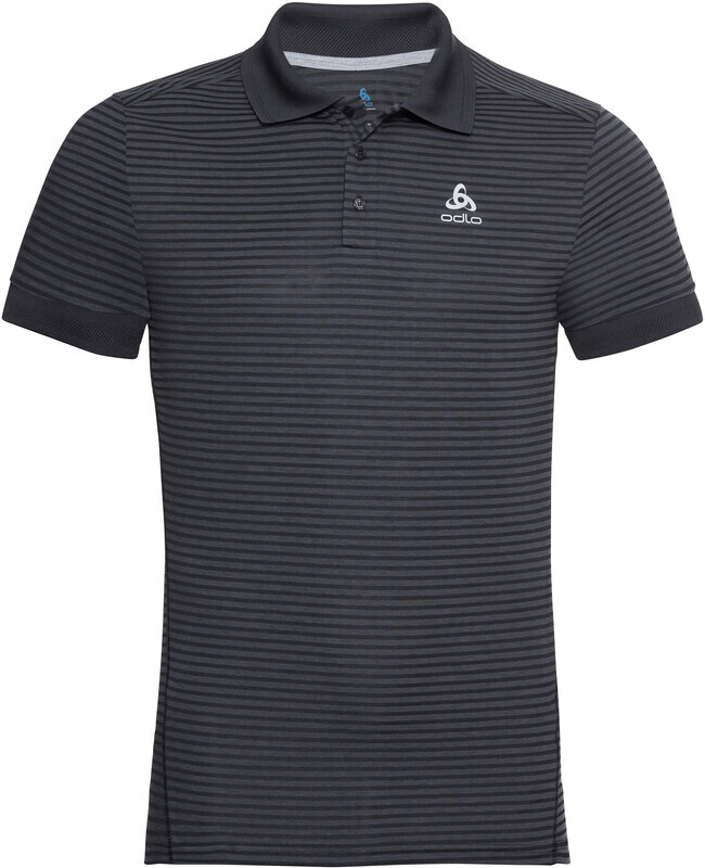 ODLO Nikko Dry Polo Shirt S/S Men, black/steel grey/stripes