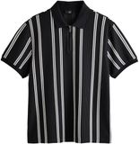 Next - Heren Poloshirt met kwartrits en verticale streep - Zwart