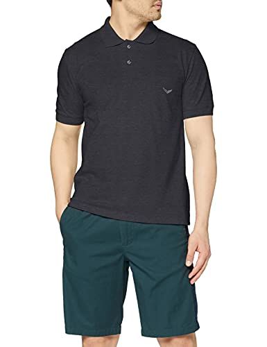 Trigema Poloshirt voor heren met borstzak - Antraciet-melange - XL