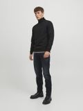 JACK & JONES Bradley sweat half zip regular fit - heren schipperstrui katoenmengsel met opstaande boord - zwart