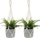 Merkloos Macramé Bloemenhanger voor Hangplanten - Beige Coton Touw Decoratie voor Binnen en Buiten
