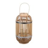 NATURAL LIVING Saigon lantaarn van bamboe en metaal, diameter 21 cm x h 38 cm