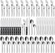 Ensemble de couverts 12 personnes - Résistant au lave-vaisselle - Acier inoxydable - Argent