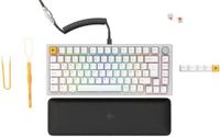 Glorious Gaming GMMK PRO 75% - Modulair mechanisch gamingtoetsenbord, TKL-formaat, 1,5 kg frame, aanpasbaar, Fox-switches, spiraalkabel, polssteun, witte PBT-toetsen, Engelse UK QWERTY-indeling - Wit