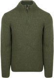 Suitable Half Zip Trui Donnegal Tweed Eco Wool Groen - Maat XXL