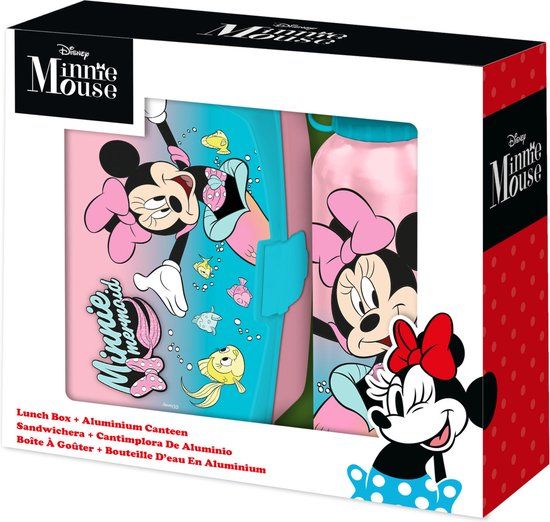 Disney Minnie Mouse lunchbox set voor kinderen - 2-delig - roze - aluminium/kunststof