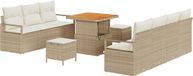 vidaXL Banc de jardin avec coussin 10 pcs Beige polyrattan