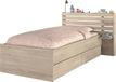 ESCALE Lit enfant 90x190/200 cm, imitation chêne, avec tête de lit & 2 tiroirs