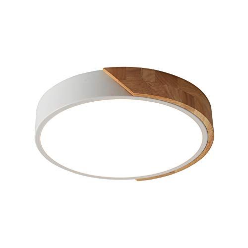 Schindora LED Plafondlamp 24 W Warm Wit 3000 K 2400LM, Indoor Houten Ronde Moderne Led Plafondverlichting Ø30 cm voor Lounge Woonkamer Keuken Eetkamer Hal Thuiskantoor Buiten Veranda